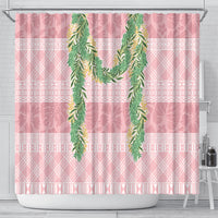 Hawai'i Paniolo Maile Twisted Lei Shower Curtain Dusty Rose LT7 - Polynesian Pride
