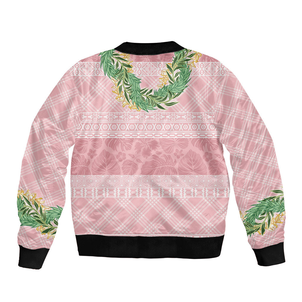 Hawai'i Paniolo Maile Twisted Lei Sleeve Zip Bomber Jacket Dusty Rose LT7 - Polynesian Pride