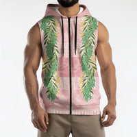 Hawai'i Paniolo Maile Twisted Lei Sleeveless Zip Hoodie Dusty Rose LT7 - Polynesian Pride