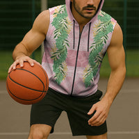 Hawai'i Paniolo Maile Twisted Lei Sleeveless Zip Hoodie Dusty Rose LT7 - Polynesian Pride