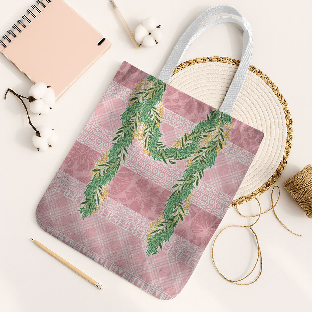 Hawai'i Paniolo Maile Twisted Lei Tote Bag Dusty Rose LT7 White Strap One Size Dusty Rose - Polynesian Pride