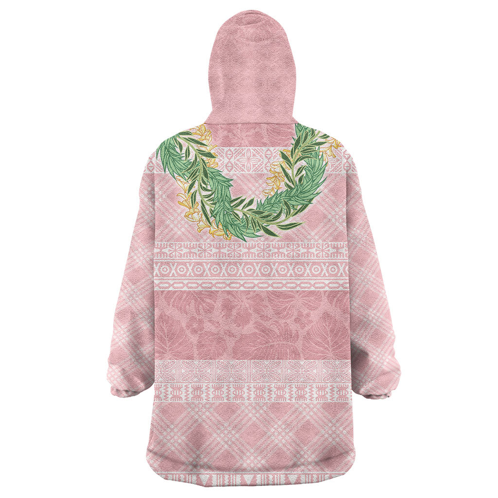Hawai'i Paniolo Maile Twisted Lei Wearable Blanket Hoodie Dusty Rose LT7 - Polynesian Pride