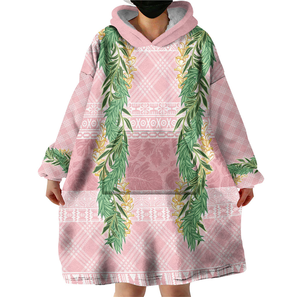 Hawai'i Paniolo Maile Twisted Lei Wearable Blanket Hoodie Dusty Rose LT7 - Polynesian Pride