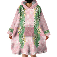 Hawai'i Paniolo Maile Twisted Lei Wearable Blanket Hoodie Dusty Rose LT7 - Polynesian Pride
