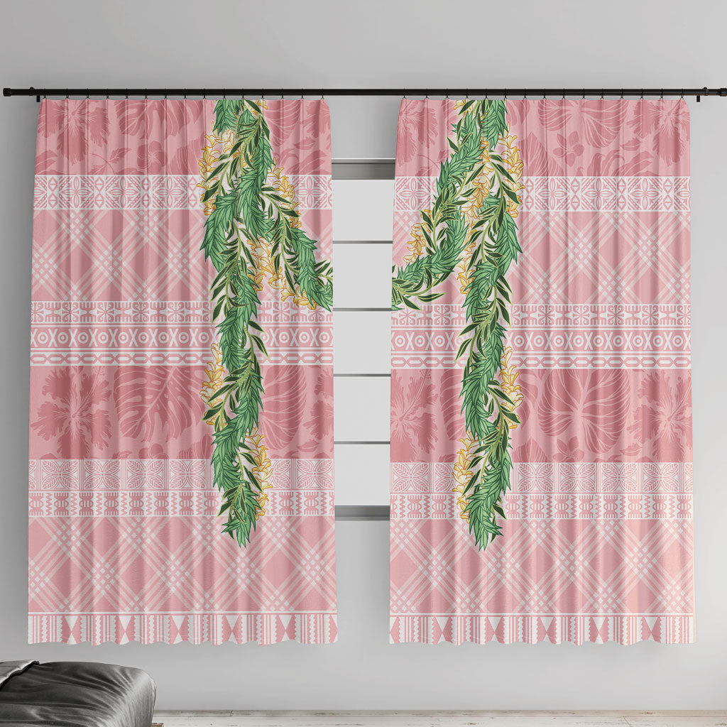 Hawai'i Paniolo Maile Twisted Lei Window Curtain Dusty Rose LT7 With Hooks Dusty Rose - Polynesian Pride
