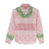 Hawai'i Paniolo Maile Twisted Lei Women Casual Shirt Dusty Rose LT7 - Polynesian Pride