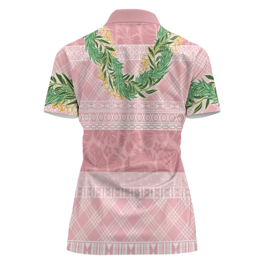 Hawai'i Paniolo Maile Twisted Lei Women Polo Shirt Dusty Rose LT7 - Polynesian Pride