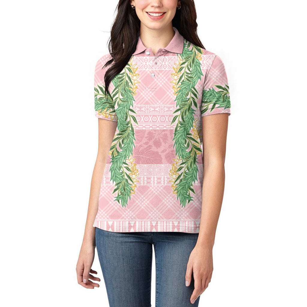 Hawai'i Paniolo Maile Twisted Lei Women Polo Shirt Dusty Rose LT7 - Polynesian Pride