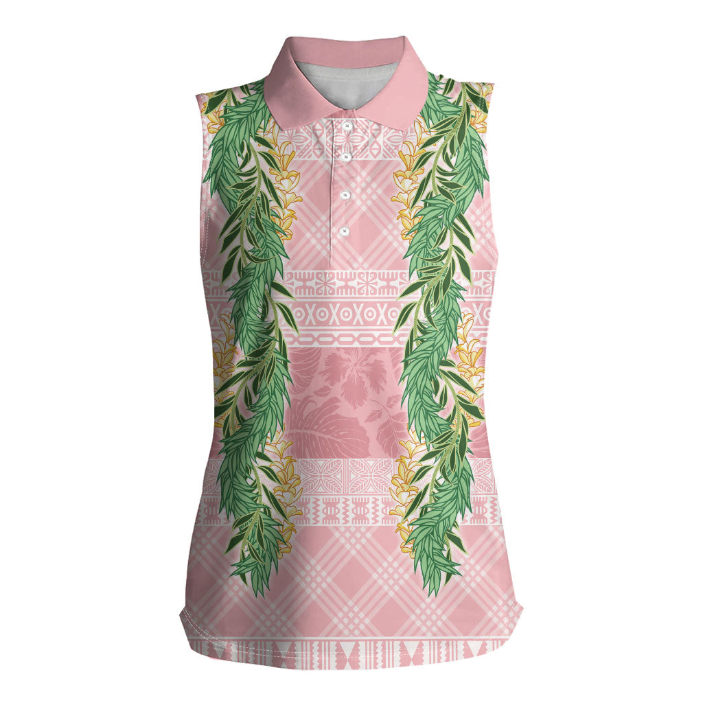 Hawai'i Paniolo Maile Twisted Lei Women Sleeveless Polo Shirt Dusty Rose LT7 Female Dusty Rose - Polynesian Pride