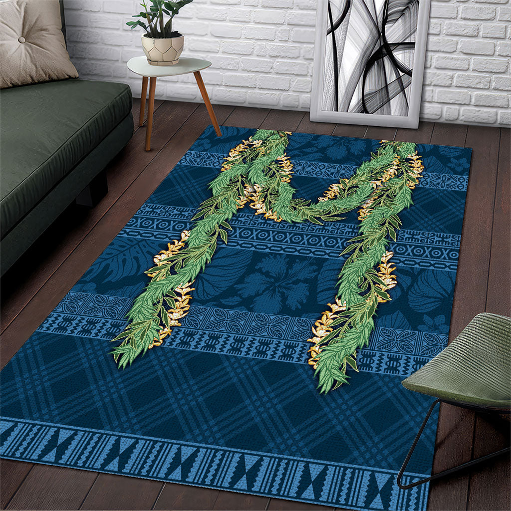 Hawai'i Paniolo Maile Twisted Lei Area Rug Cobalt Blue LT7 Cobalt Blue - Polynesian Pride