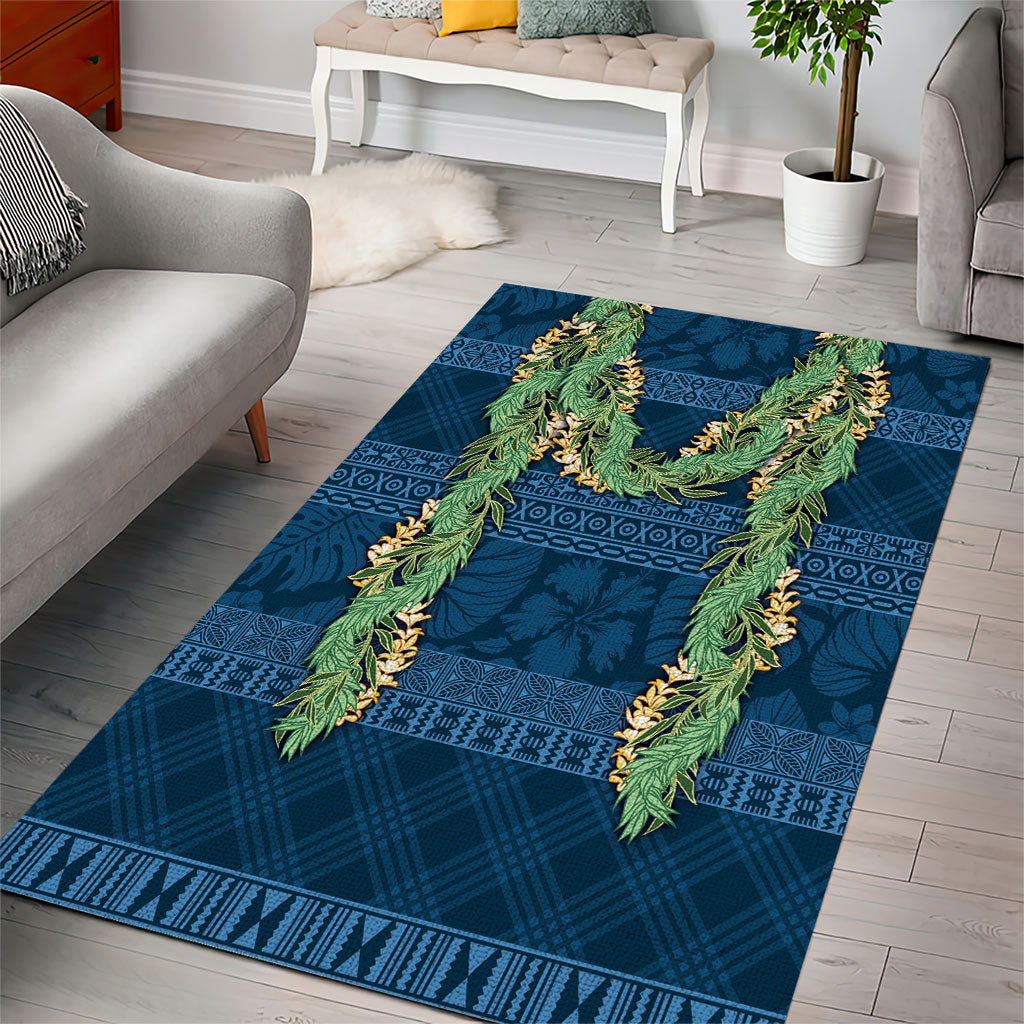Hawai'i Paniolo Maile Twisted Lei Area Rug Cobalt Blue LT7 - Polynesian Pride