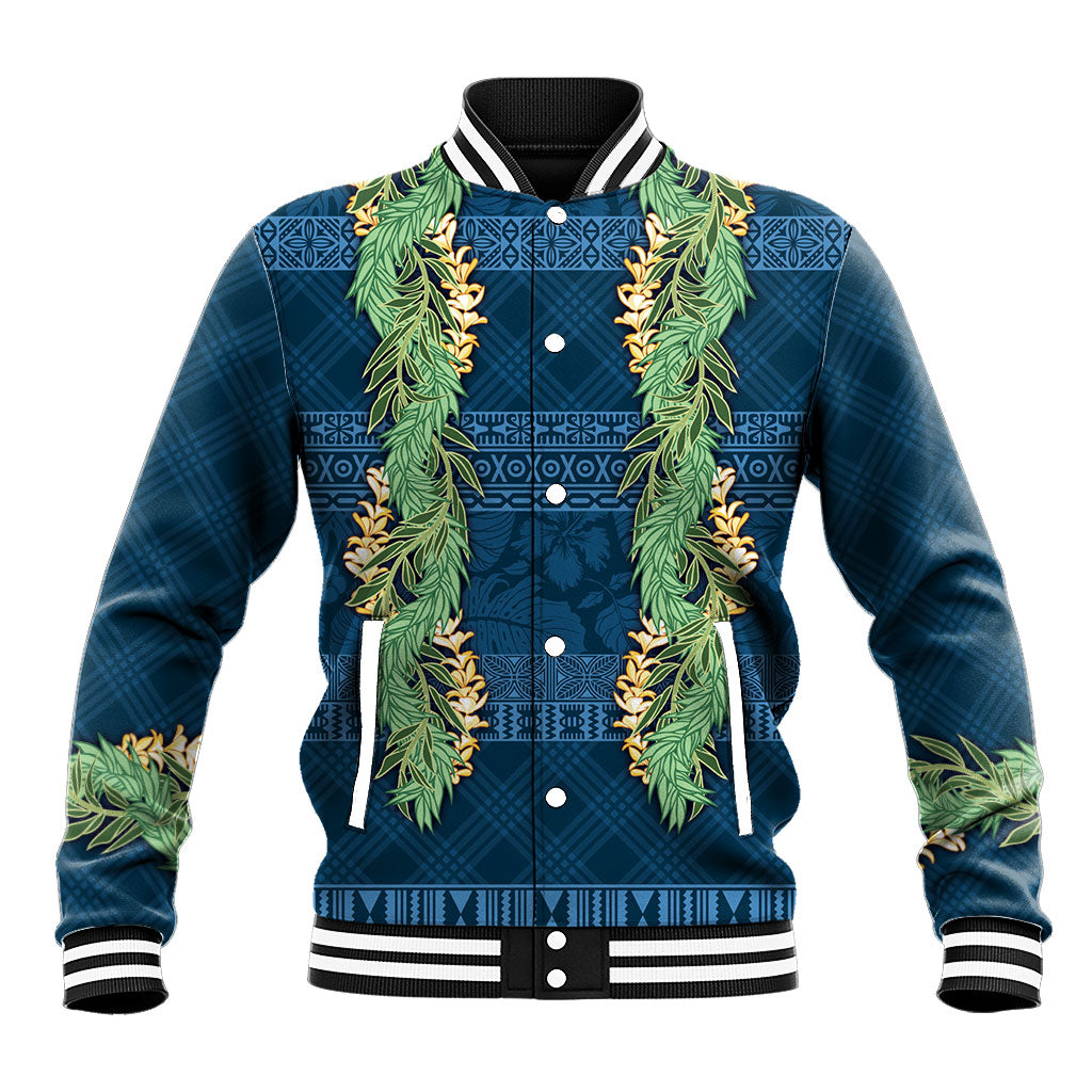 Hawai'i Paniolo Maile Twisted Lei Baseball Jacket Cobalt Blue LT7 Unisex Cobalt Blue - Polynesian Pride