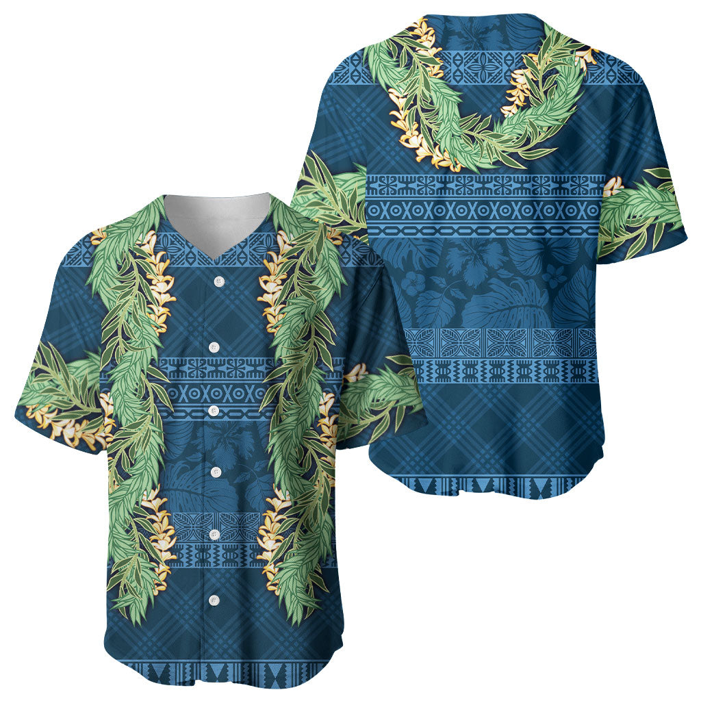 Hawai'i Paniolo Maile Twisted Lei Baseball Jersey Cobalt Blue LT7 - Polynesian Pride