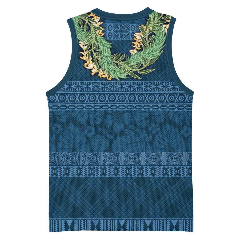 Hawai'i Paniolo Maile Twisted Lei Basketball Jersey Cobalt Blue LT7 - Polynesian Pride