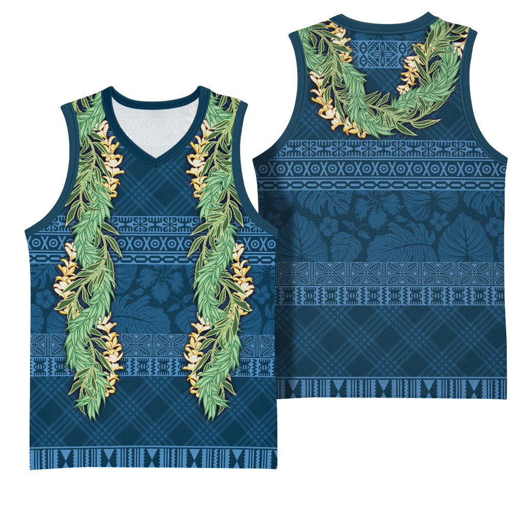 Hawai'i Paniolo Maile Twisted Lei Basketball Jersey Cobalt Blue LT7 - Polynesian Pride