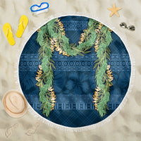 Hawai'i Paniolo Maile Twisted Lei Beach Blanket Cobalt Blue LT7 One Size 150cm Cobalt Blue - Polynesian Pride
