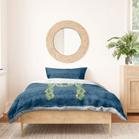 Hawai'i Paniolo Maile Twisted Lei Bedding Set Cobalt Blue LT7 - Polynesian Pride