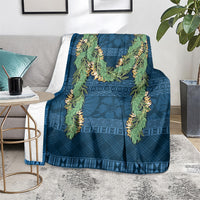 Hawai'i Paniolo Maile Twisted Lei Blanket Cobalt Blue LT7 - Polynesian Pride