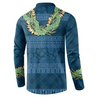 Hawai'i Paniolo Maile Twisted Lei Button Sweatshirt Cobalt Blue LT7 - Polynesian Pride