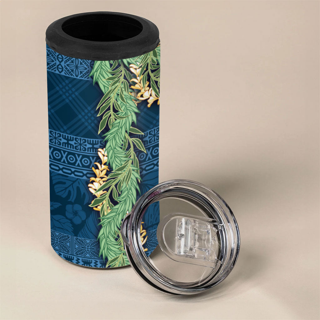 Hawai'i Paniolo Maile Twisted Lei 4 in 1 Can Cooler Tumbler Cobalt Blue LT7 - Polynesian Pride