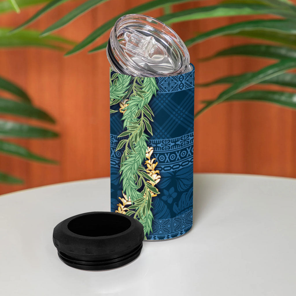 Hawai'i Paniolo Maile Twisted Lei 4 in 1 Can Cooler Tumbler Cobalt Blue LT7 - Polynesian Pride