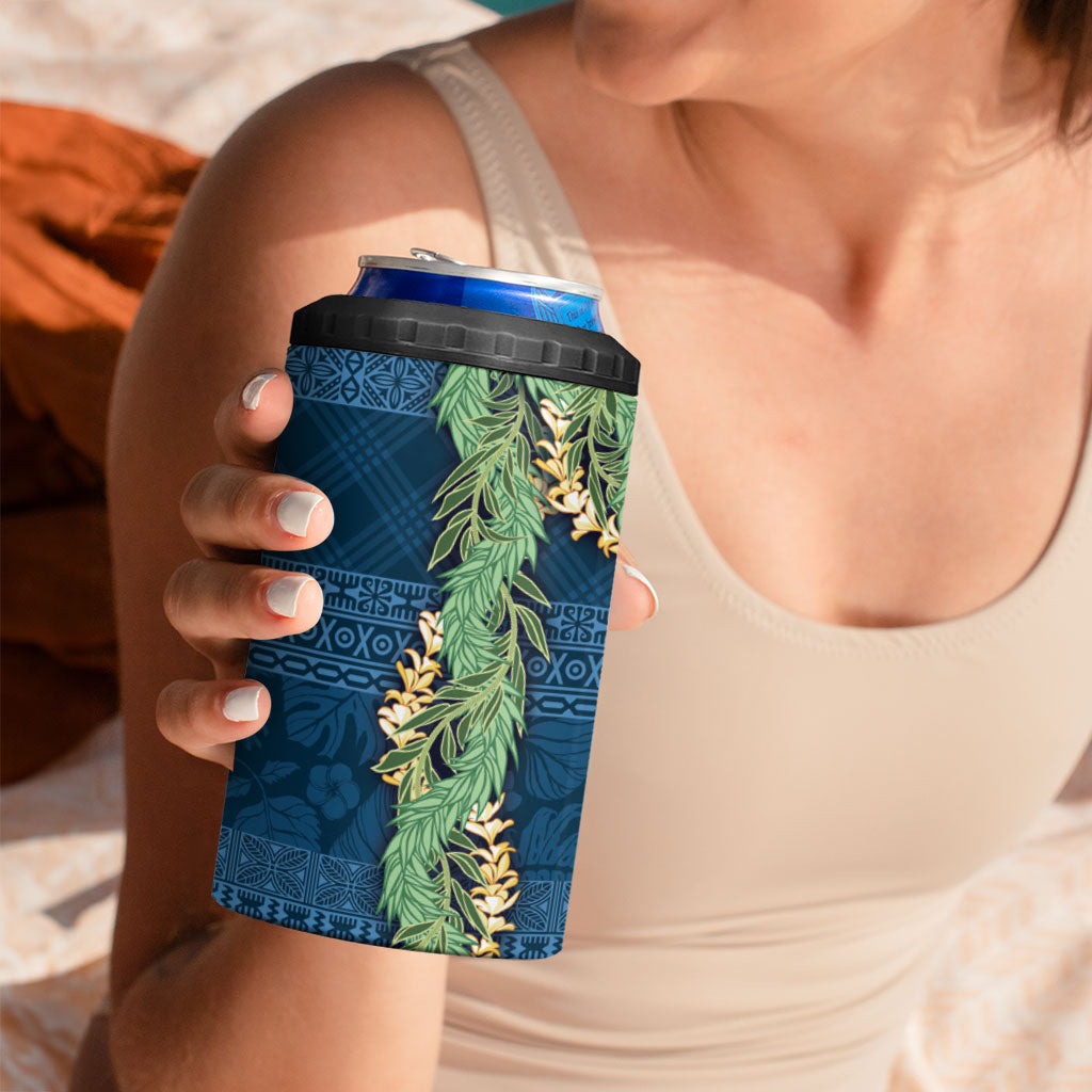 Hawai'i Paniolo Maile Twisted Lei 4 in 1 Can Cooler Tumbler Cobalt Blue LT7 - Polynesian Pride
