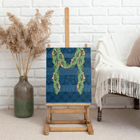 Hawai'i Paniolo Maile Twisted Lei Canvas Wall Art Cobalt Blue LT7 - Polynesian Pride