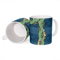 Hawai'i Paniolo Maile Twisted Lei Ceramic Mug Cobalt Blue LT7 - Polynesian Pride