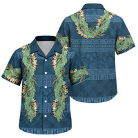Hawai'i Paniolo Maile Twisted Lei Family Matching Off The Shoulder Long Sleeve Dress and Hawaiian Shirt Cobalt Blue LT7 Son's Shirt Cobalt Blue - Polynesian Pride