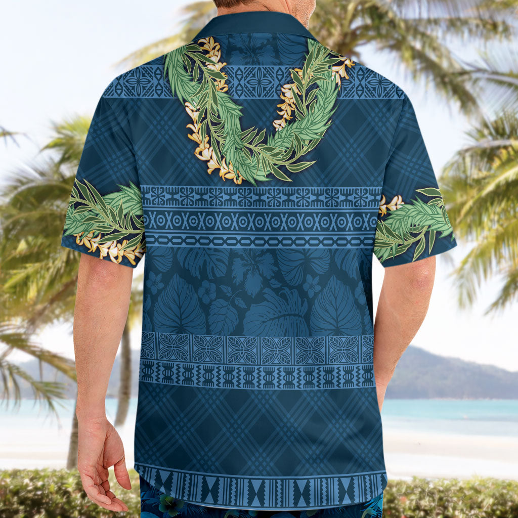 Hawai'i Paniolo Maile Twisted Lei Hawaiian Shirt Cobalt Blue LT7 - Polynesian Pride