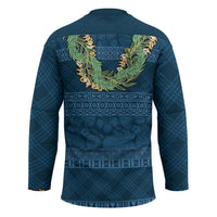 Hawai'i Paniolo Maile Twisted Lei Hockey Jersey Cobalt Blue LT7 - Polynesian Pride