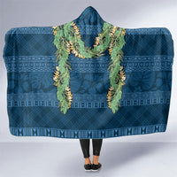Hawai'i Paniolo Maile Twisted Lei Hooded Blanket Cobalt Blue LT7 One Size Cobalt Blue - Polynesian Pride