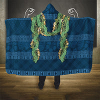 Hawai'i Paniolo Maile Twisted Lei Hooded Blanket Cobalt Blue LT7 - Polynesian Pride