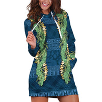 Hawai'i Paniolo Maile Twisted Lei Hoodie Dress Cobalt Blue LT7 Cobalt Blue - Polynesian Pride