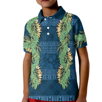 Hawai'i Paniolo Maile Twisted Lei Kid Polo Shirt Cobalt Blue LT7 Kid Cobalt Blue - Polynesian Pride