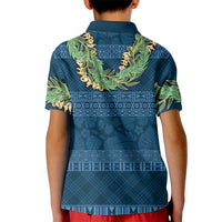 Hawai'i Paniolo Maile Twisted Lei Kid Polo Shirt Cobalt Blue LT7 - Polynesian Pride
