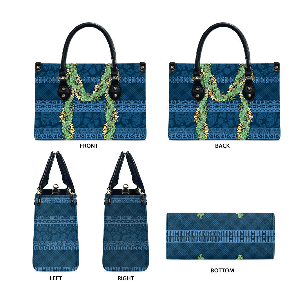 Hawai'i Paniolo Maile Twisted Lei Leather Bag Cobalt Blue LT7 - Polynesian Pride
