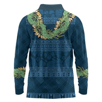 Hawai'i Paniolo Maile Twisted Lei Long Sleeve Polo Shirt Cobalt Blue LT7 - Polynesian Pride