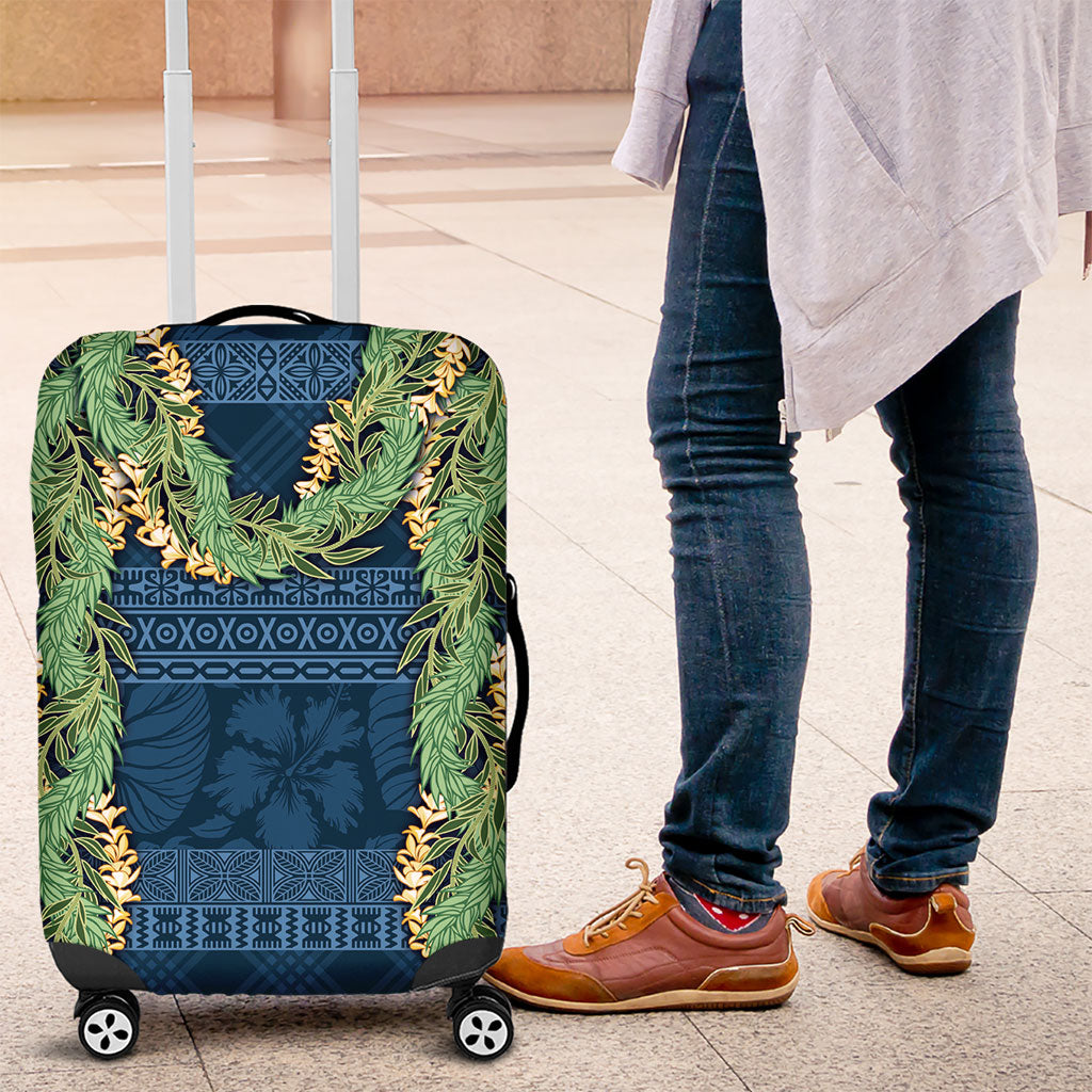 Hawai'i Paniolo Maile Twisted Lei Luggage Cover Cobalt Blue LT7 Cobalt Blue - Polynesian Pride