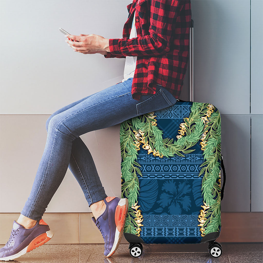 Hawai'i Paniolo Maile Twisted Lei Luggage Cover Cobalt Blue LT7 - Polynesian Pride