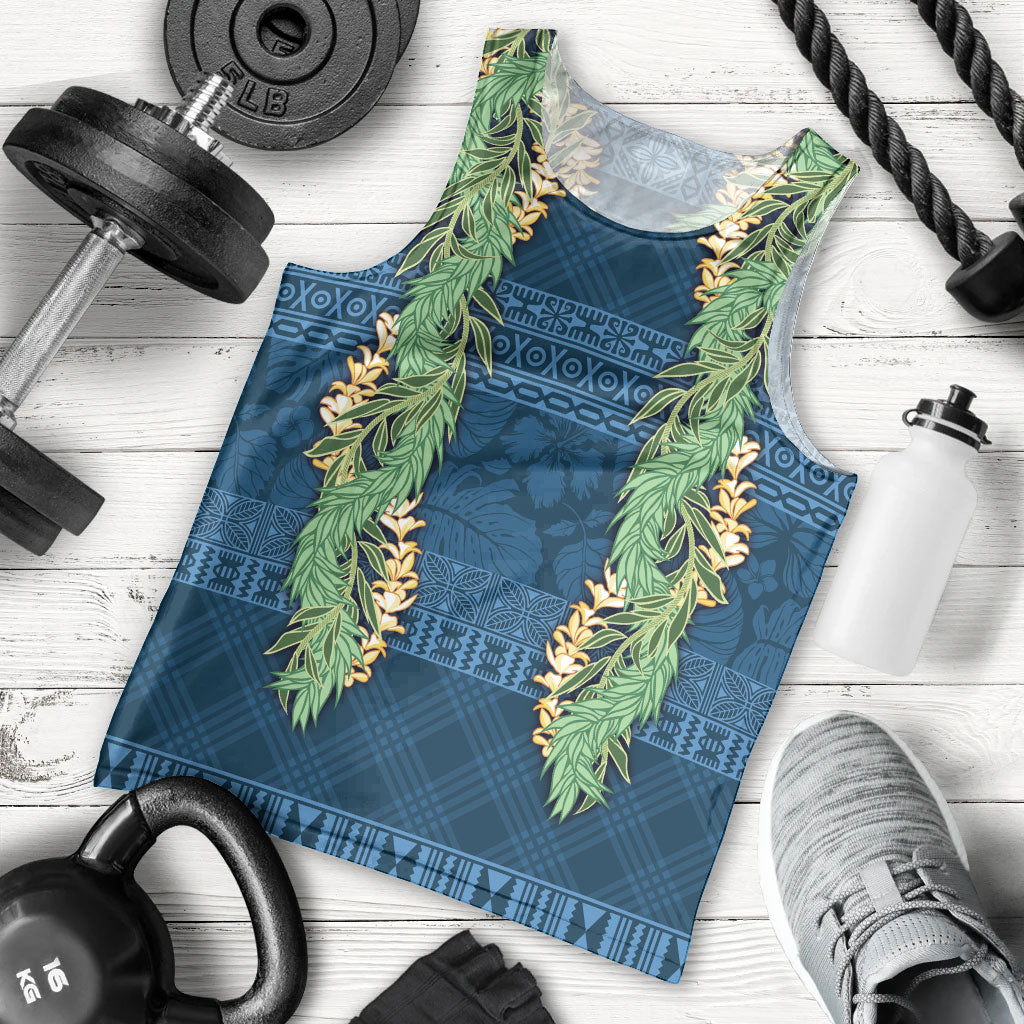 Hawai'i Paniolo Maile Twisted Lei Men Tank Top Cobalt Blue LT7 - Polynesian Pride