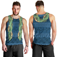 Hawai'i Paniolo Maile Twisted Lei Men Tank Top Cobalt Blue LT7 - Polynesian Pride