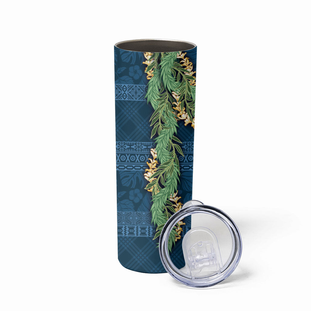 Hawai'i Paniolo Maile Twisted Lei Skinny Tumbler Cobalt Blue LT7 - Polynesian Pride