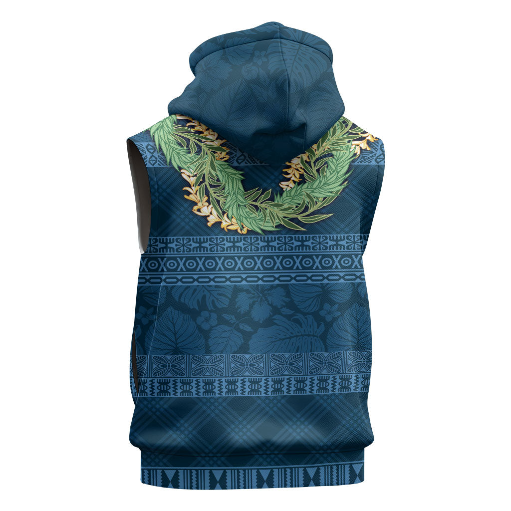Hawai'i Paniolo Maile Twisted Lei Sleeveless Hoodie Cobalt Blue LT7 - Polynesian Pride