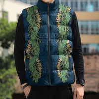 Hawai'i Paniolo Maile Twisted Lei Sleeveless Puffer Jacket Cobalt Blue LT7 - Polynesian Pride