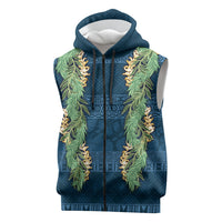 Hawai'i Paniolo Maile Twisted Lei Sleeveless Zip Hoodie Cobalt Blue LT7 Cobalt Blue - Polynesian Pride