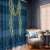 Hawai'i Paniolo Maile Twisted Lei Window Curtain Cobalt Blue LT7 - Polynesian Pride