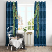 Hawai'i Paniolo Maile Twisted Lei Window Curtain Cobalt Blue LT7 - Polynesian Pride