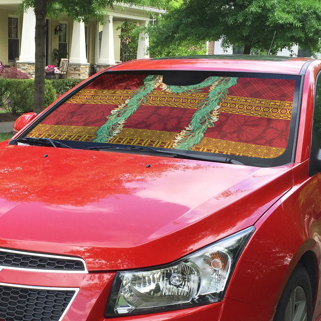 Hawai'i Paniolo Maile Twisted Lei Auto Sun Shade Hilo Royal Red LT7 - Polynesian Pride