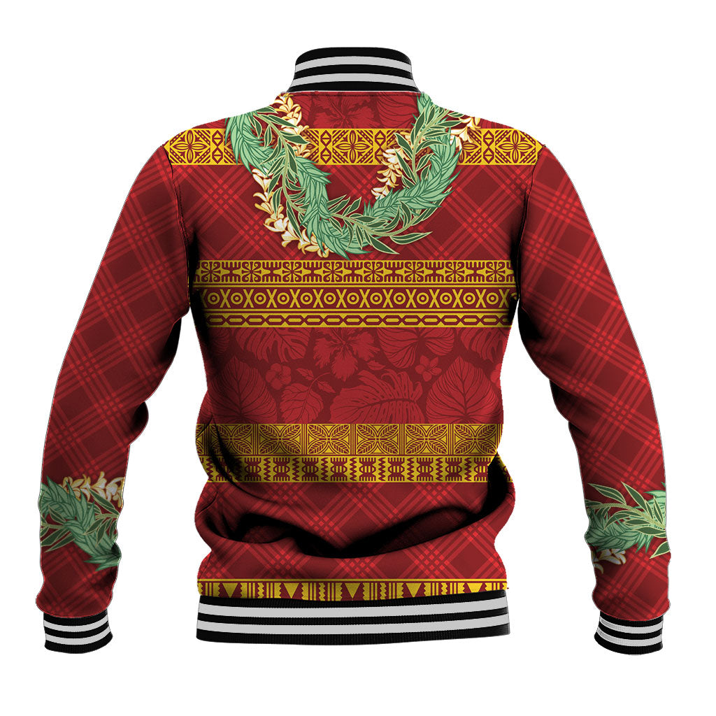 Hawai'i Paniolo Maile Twisted Lei Baseball Jacket Hilo Royal Red LT7 - Polynesian Pride